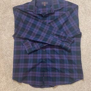 Vintage Egara Dress Shirt Men’s Size XXL  Purple Plaid Long Sleeve Non-Iron